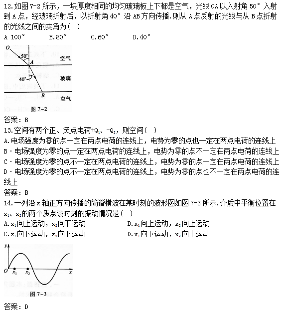 “2019年成人高考高起点理化模拟试题及答案”