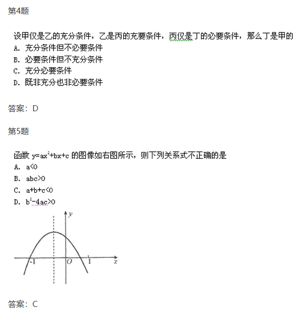 2019年成人高考高起点数学(理)考试模拟试题及答案